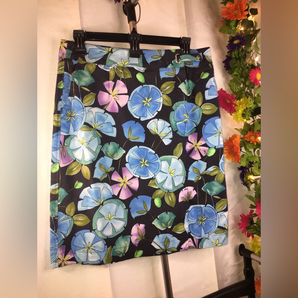 Talbots | Women’s Blue Floral Pattern Skirt